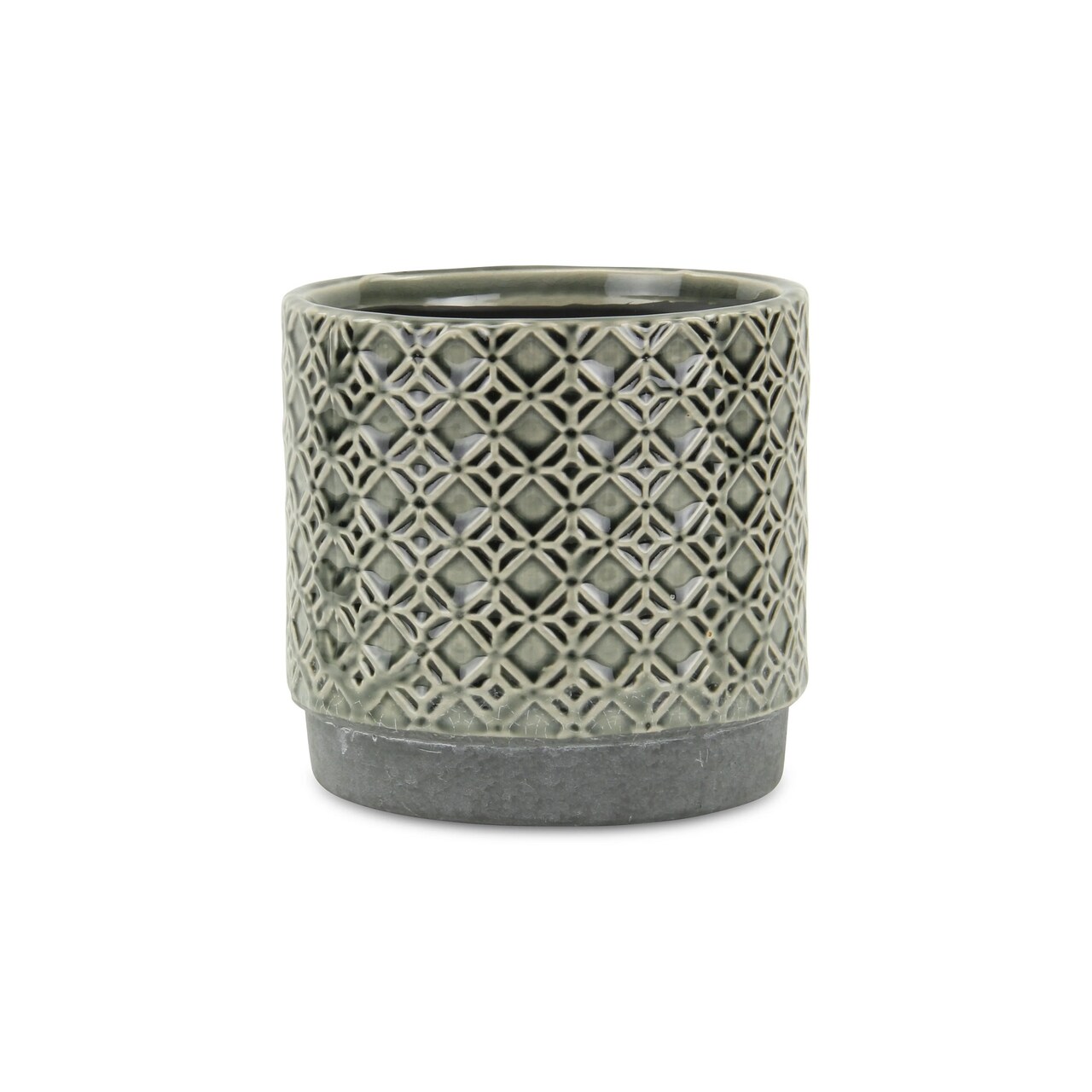 Contemporary Home Living 5.5" Small Gray Lattice Outdoor Planter Pot